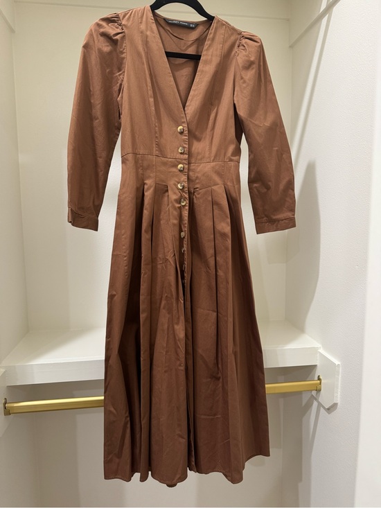 Zara Dresses & Skirts - Zara Rust-Brown V-Neck Button Maxi Dress